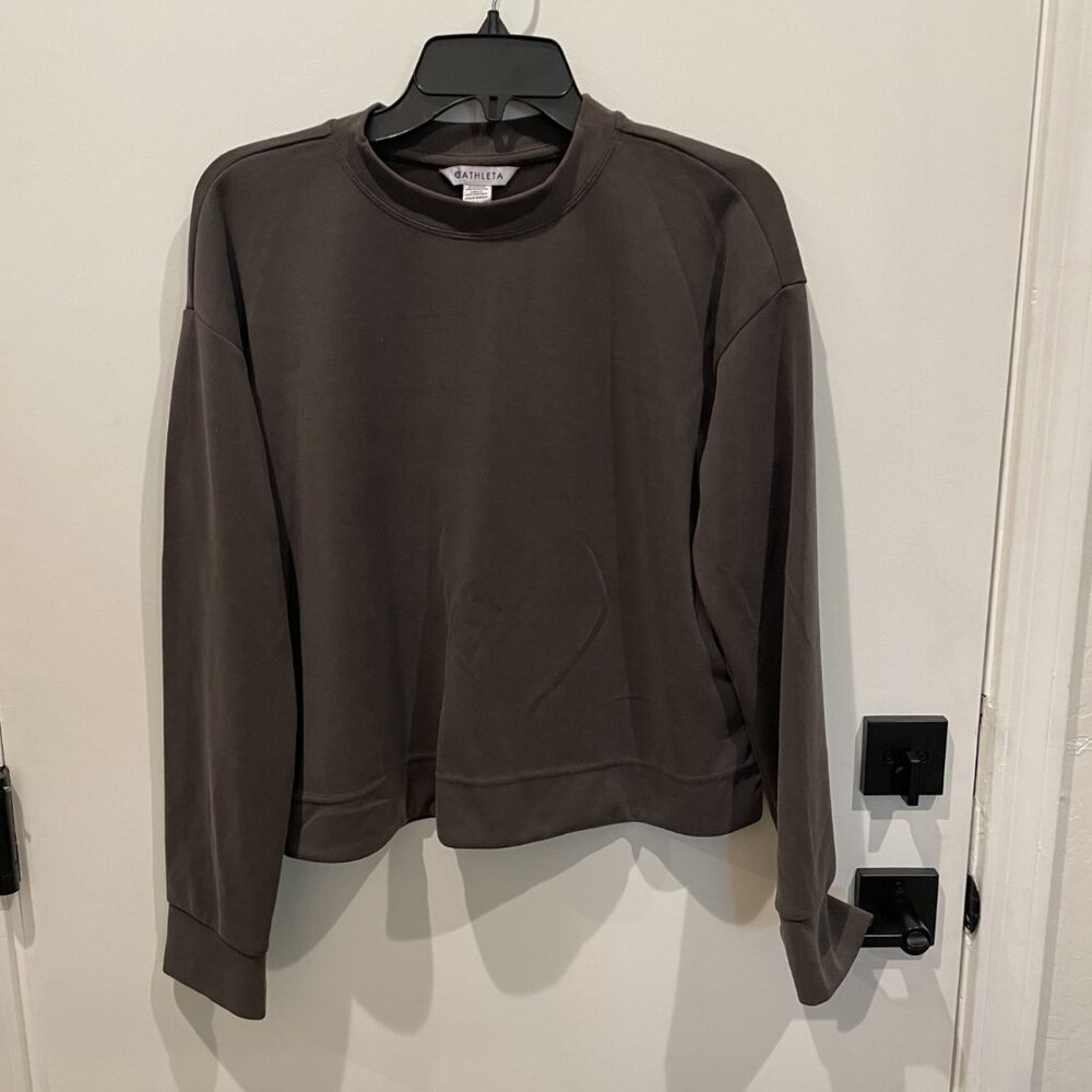 Athleta brown crew neck crop length Sweatshirt, Top, or Tee - Size Medium